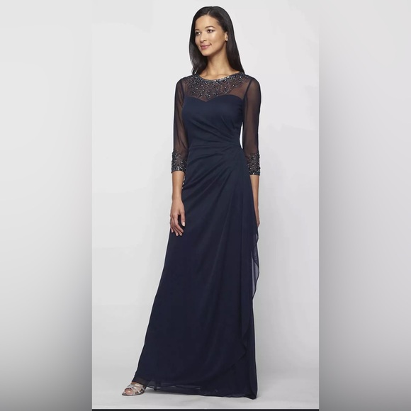 Alex Evenings Dresses & Skirts - Alex Evenings Navy Long Sleeve Dress
